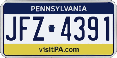 PA license plate JFZ4391