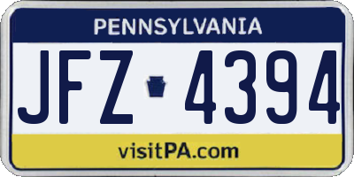PA license plate JFZ4394