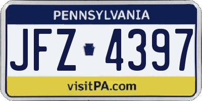 PA license plate JFZ4397