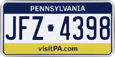 PA license plate JFZ4398