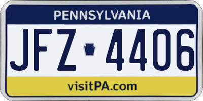 PA license plate JFZ4406