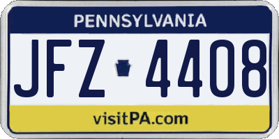 PA license plate JFZ4408