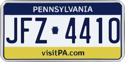 PA license plate JFZ4410