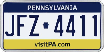 PA license plate JFZ4411