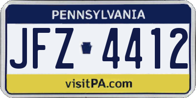PA license plate JFZ4412