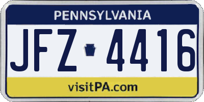 PA license plate JFZ4416
