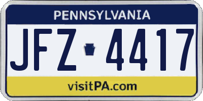 PA license plate JFZ4417