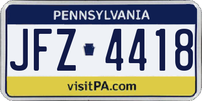 PA license plate JFZ4418