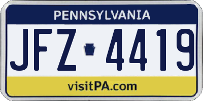 PA license plate JFZ4419