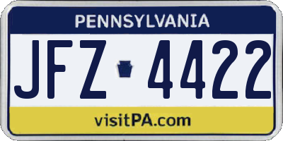 PA license plate JFZ4422