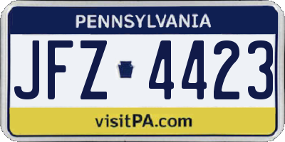 PA license plate JFZ4423