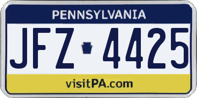 PA license plate JFZ4425