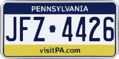 PA license plate JFZ4426