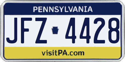 PA license plate JFZ4428