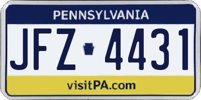 PA license plate JFZ4431