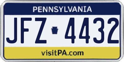 PA license plate JFZ4432