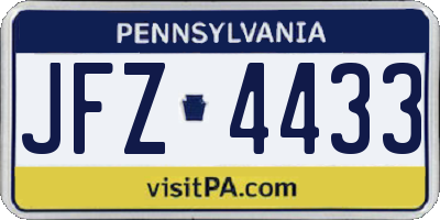 PA license plate JFZ4433