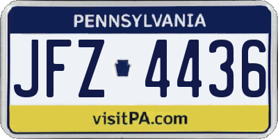 PA license plate JFZ4436
