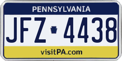 PA license plate JFZ4438