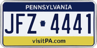 PA license plate JFZ4441