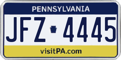 PA license plate JFZ4445