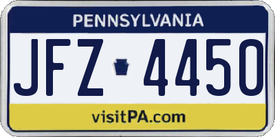 PA license plate JFZ4450
