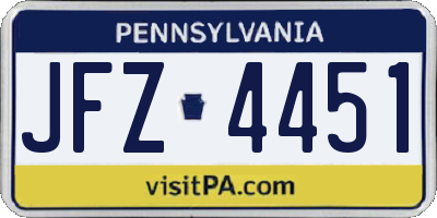 PA license plate JFZ4451