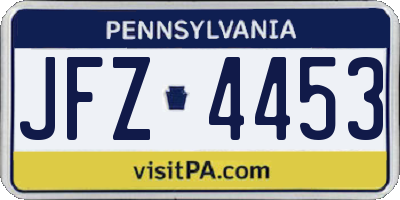 PA license plate JFZ4453
