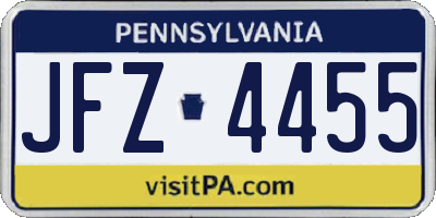 PA license plate JFZ4455