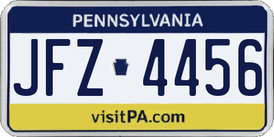 PA license plate JFZ4456