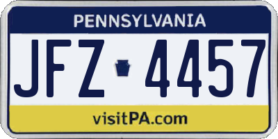 PA license plate JFZ4457