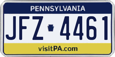 PA license plate JFZ4461