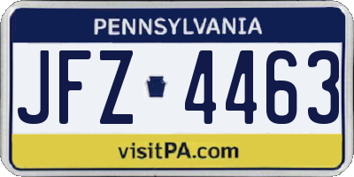 PA license plate JFZ4463