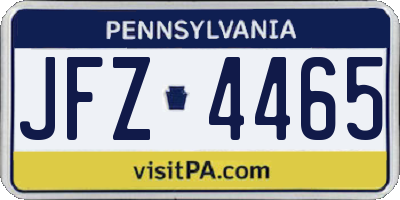 PA license plate JFZ4465