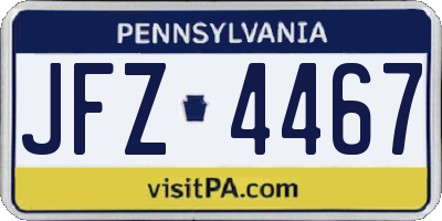 PA license plate JFZ4467