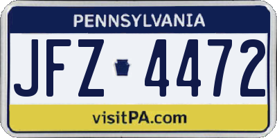 PA license plate JFZ4472