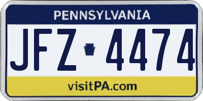 PA license plate JFZ4474