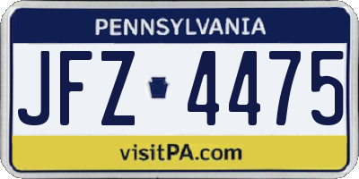 PA license plate JFZ4475