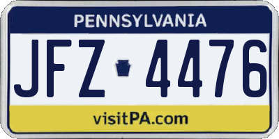 PA license plate JFZ4476