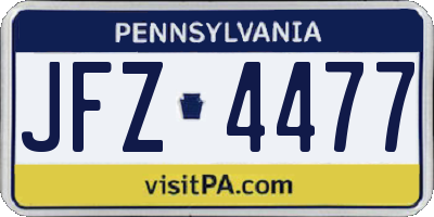 PA license plate JFZ4477