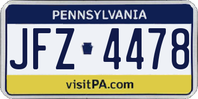 PA license plate JFZ4478