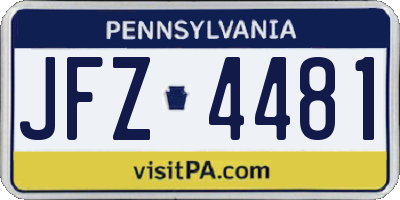 PA license plate JFZ4481