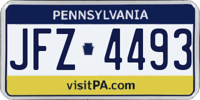 PA license plate JFZ4493