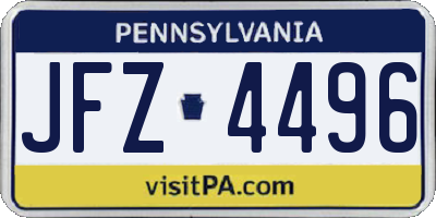 PA license plate JFZ4496