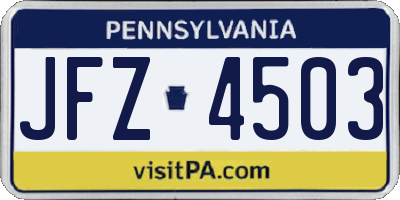 PA license plate JFZ4503