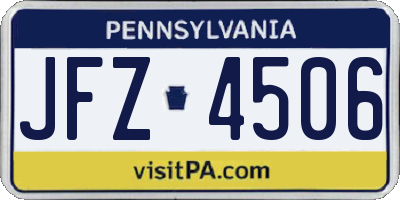 PA license plate JFZ4506
