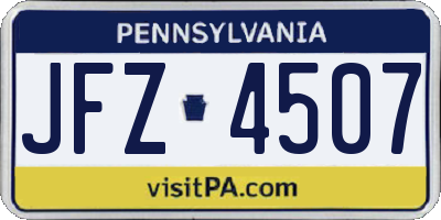 PA license plate JFZ4507
