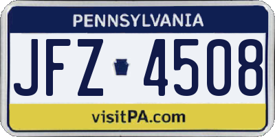 PA license plate JFZ4508