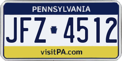 PA license plate JFZ4512