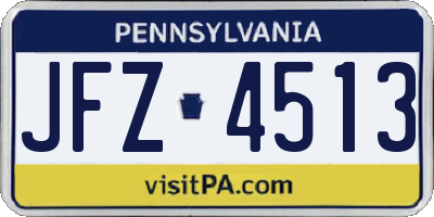 PA license plate JFZ4513